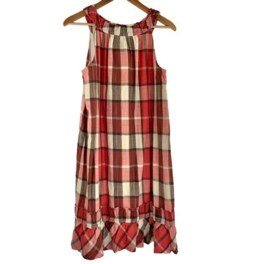 Talbots Plaid Aline Dress in Red and Cream - Picture 5 of 5